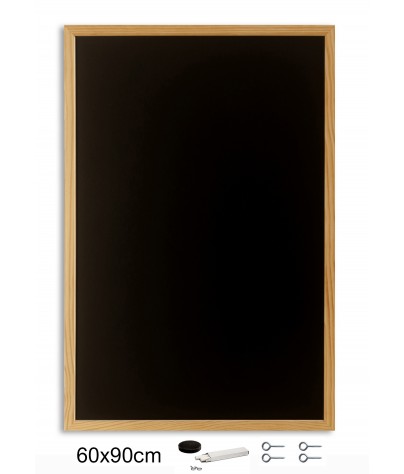 Schwarze Schreibtafel mit Holzrahmen (90 x 60 cm)