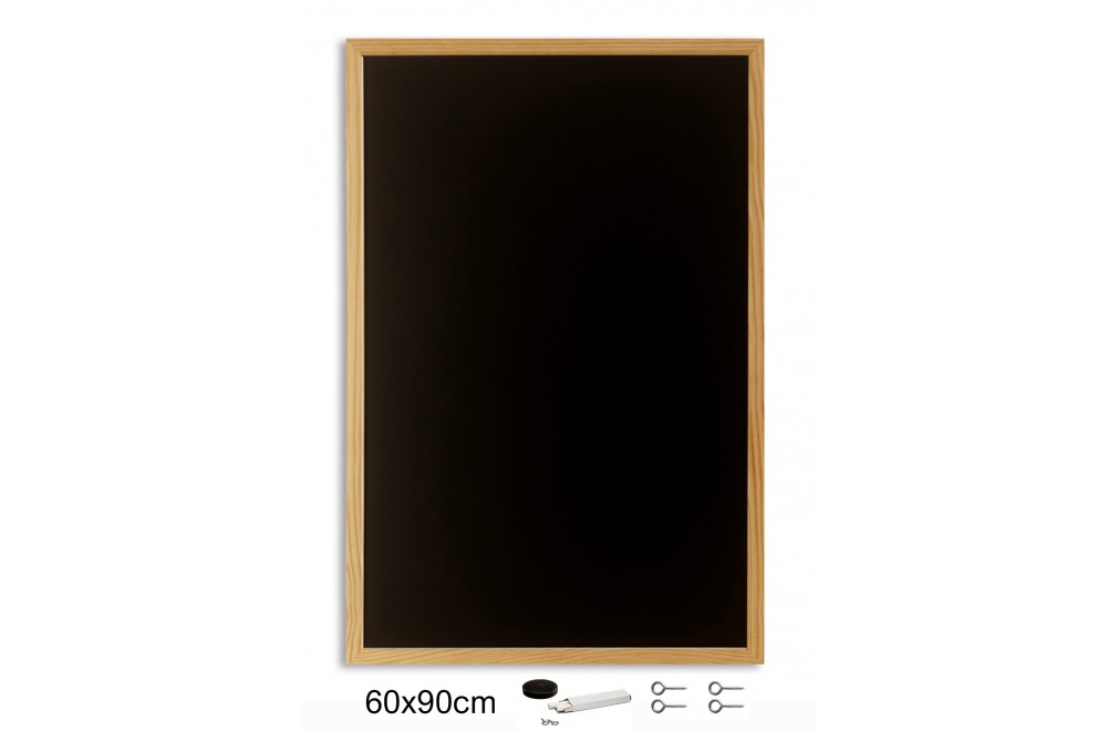 Tableau noir avec cadre en bois 90 x 60 cm