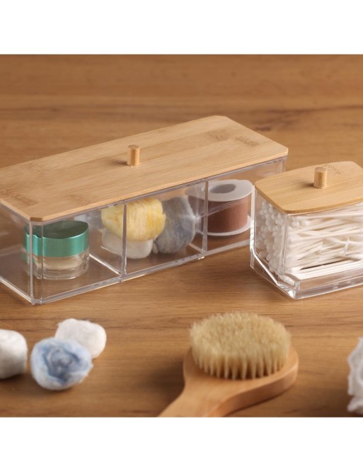 CAJA RECTANGULAR CON TAPA BAMBU DE 3 COMPARTIMENTOS CAJA RECTANGULAR CON TAPA BAMBU DE 3 COMPARTIMENTOS