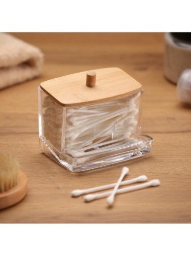 SQUARE CANE BOX WITH BAMBOO LID