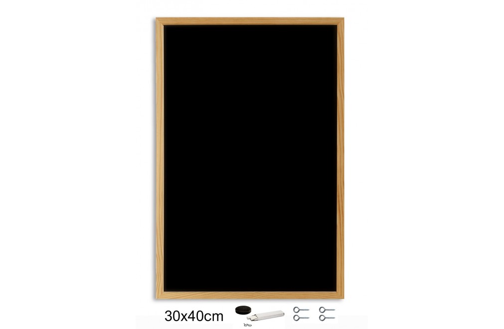 Schwarze Schreibtafel mit Holzrahmen (40 x 30 cm)
