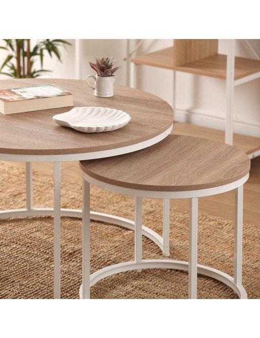 TWO WHITE ANDREA SIDE TABLES