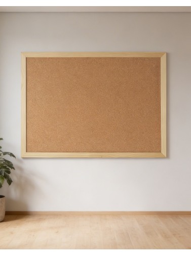 Tablero de corcho de doble cara con marco de madera (90 x 60 cm)