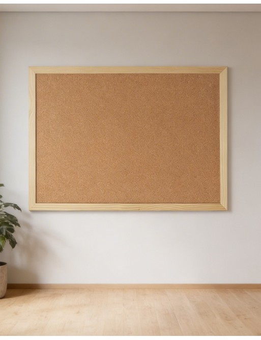 Tablero de corcho de doble cara con marco de madera (90 x 60 cm)