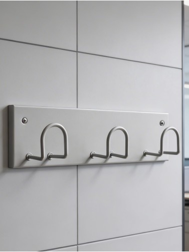 Percha de pared metálica 3 colgadores. Color plata