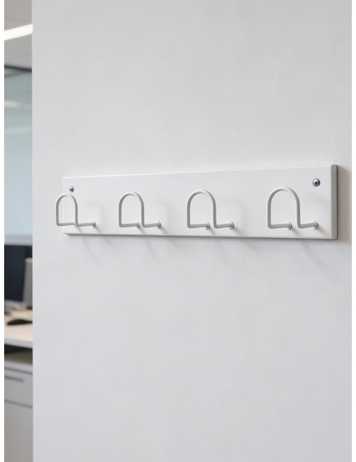 Percha de pared metálica 4 colgadores. Color Blanca