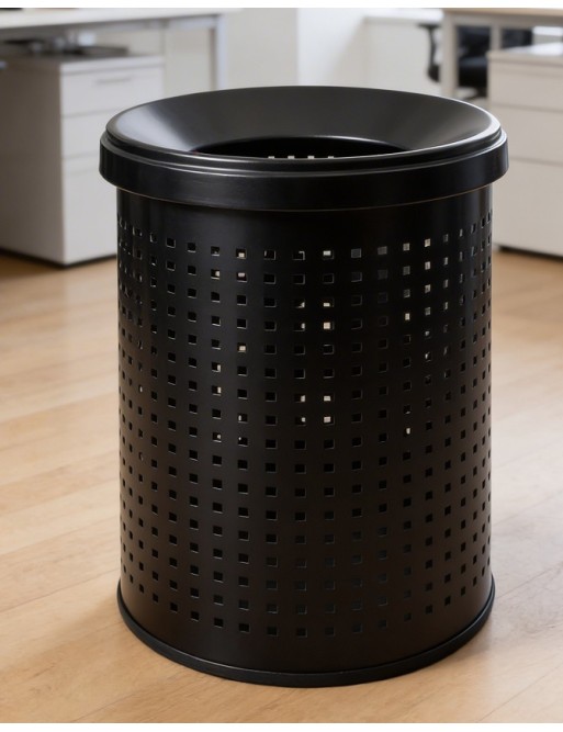 Büro- oder Schreibtisch-Metall-Perforationsbehälter mit Deckel 15 Liter Schwarz