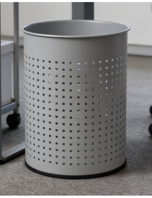 Perforated metal wastebasket (Silver)