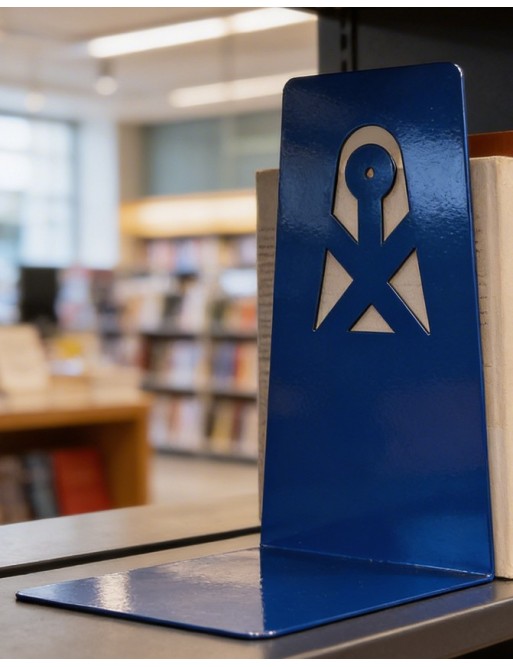 Sujeta libros metálico estampado 22x14,5x18 cm (azul)