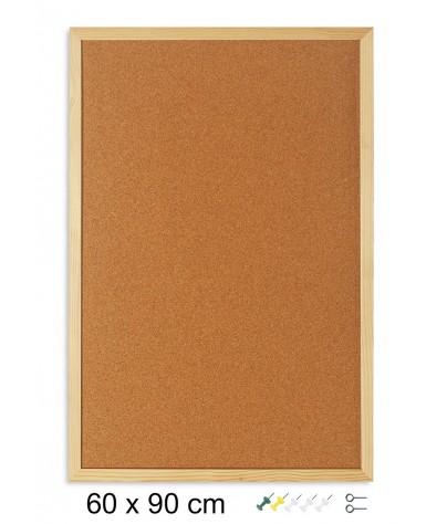 Cork board with wooden frame (90 x 60 cm)