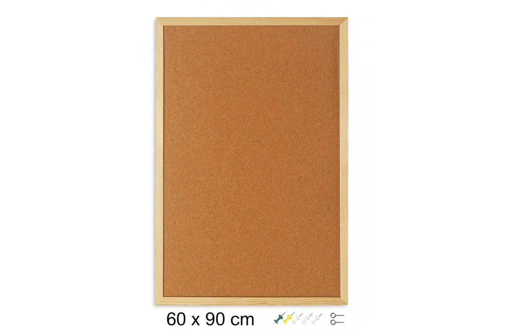 Cork board with wooden frame (90 x 60 cm)