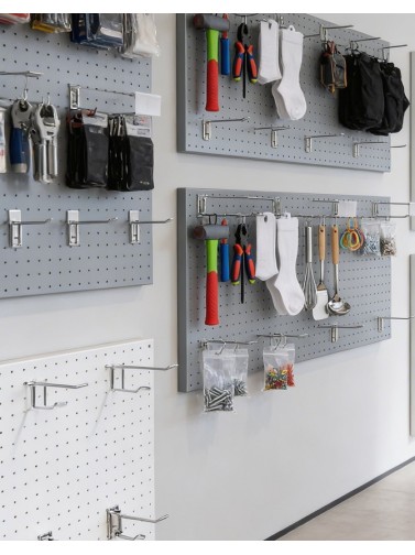 Perforated wall panel made of perforated. Silver color