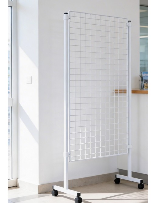 Prospekthalter mit Blech aus Gitter (Weiß / 150x96x51,1)