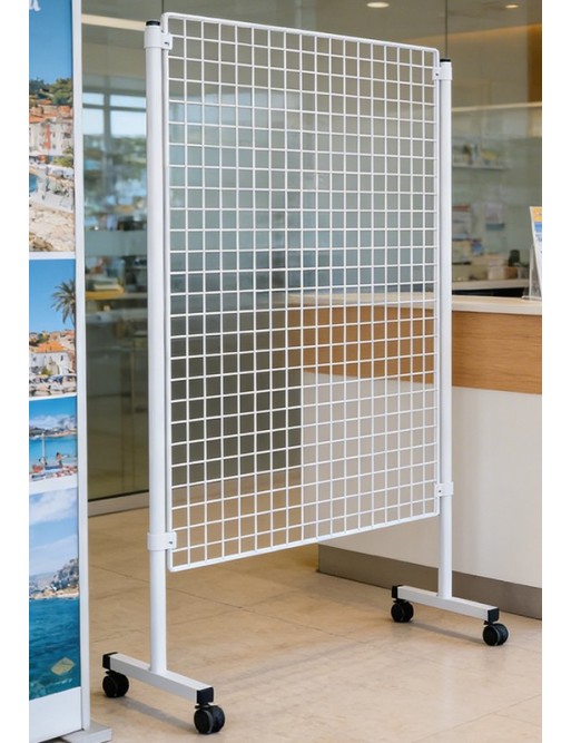 Display stand with Panels made of wire net (White / 180x96x51,1)