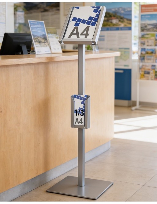 Free-standing display stand. Din A4V and 1/3 Din A4V Free-standing display stand. Din A4V and 1/3 Din A4V