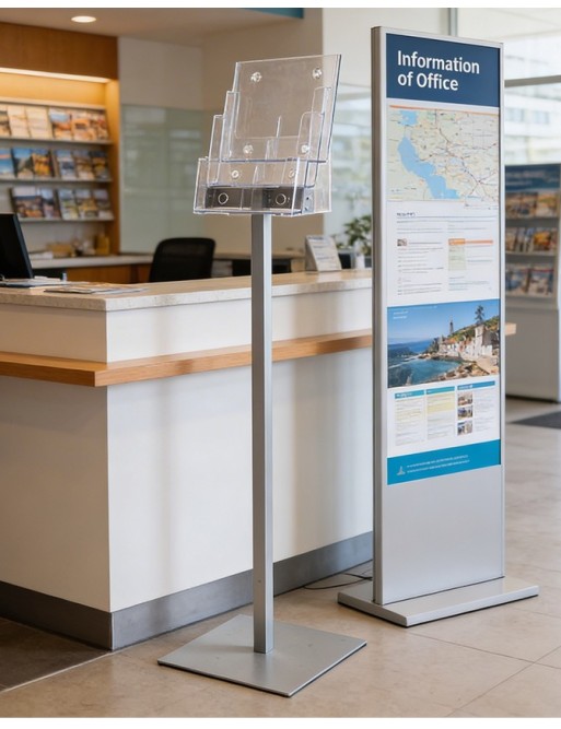 Free-standing display stand A4V 3 departaments