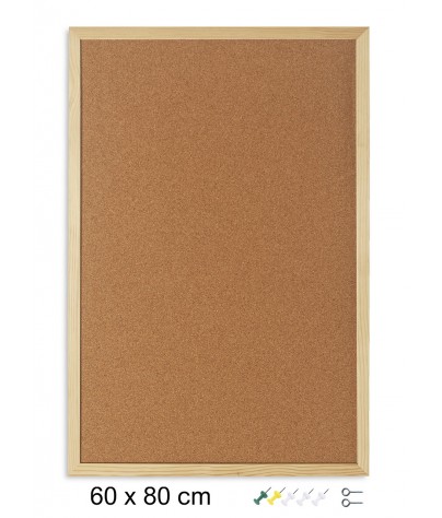 Cork board with wooden frame (80 x 60 cm)
