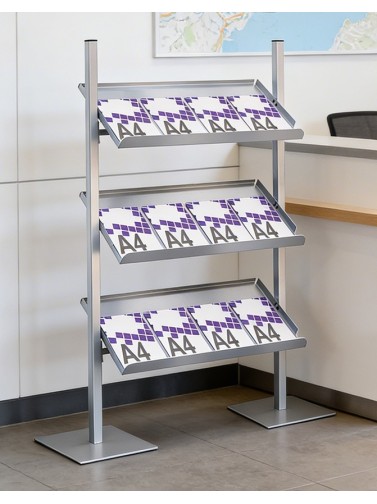 Expositor estático para folletos y revistas de 3 estantes