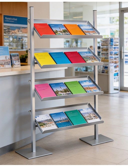 Front facing display stands for magazines and catalogues