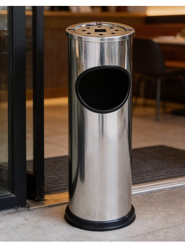 Standaschenbecher mit integrierten abfalleimer aus metall (56,5 x 14,7 cm)