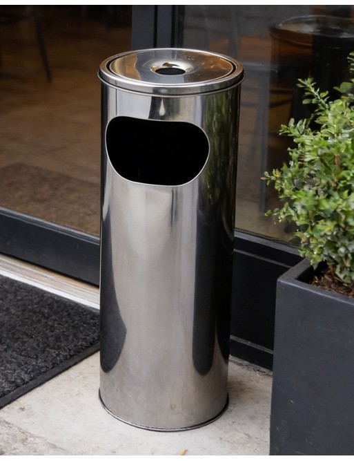 Corbeille à papier-cendrier métallique (58 x 20,5 cm)