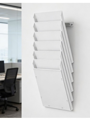 Expositor de pared A4V 6 Departamentos. Modelo blanco