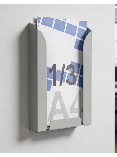 Présentoir mural 1/3 A4V (porte-brochures) (Argent)