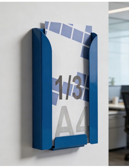 Présentoir mural 1/3 A4V (porte-brochures) (Bleu)