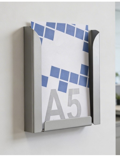 Présentoir mural A5V (porte-brochures). Couleur argent