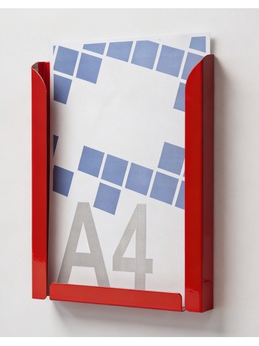 Présentoir mural A4V (porte-brochures). Couleur rouge