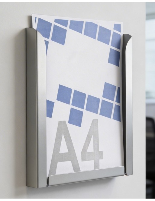 Présentoir mural A4V (porte-brochures). Couleur argent