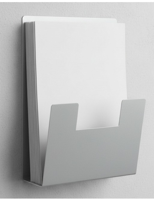 Expositor para folletos de pared metálico A4V (Plata)