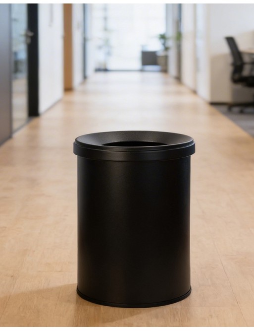 Wastepaper basket with protective ring on base. 15 Liters (Black) Wastepaper basket with protective ring on base. 15 Liters (Black)