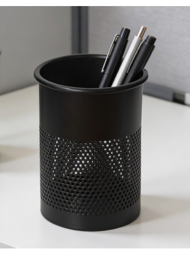 Black metallic pencil holder or pen holder (13,5 x 9.5 cm)
