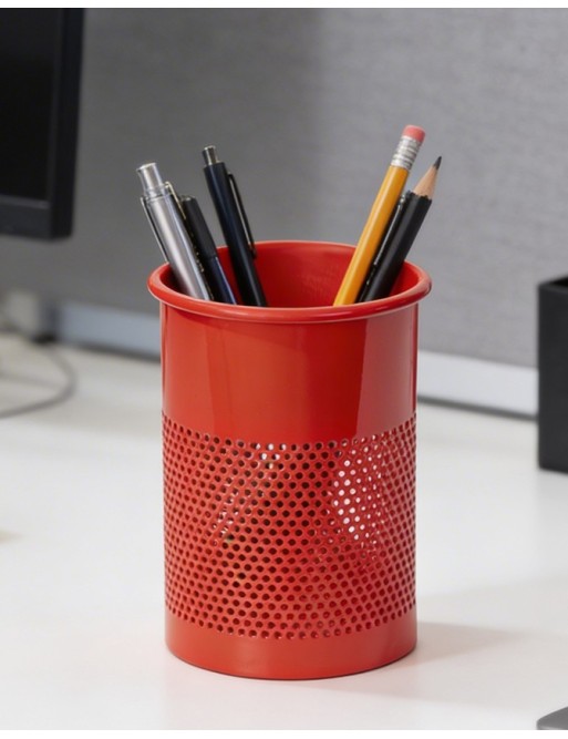 Portalápices o Lapicero metálico color rojo (13,5 x 9,5 cm)