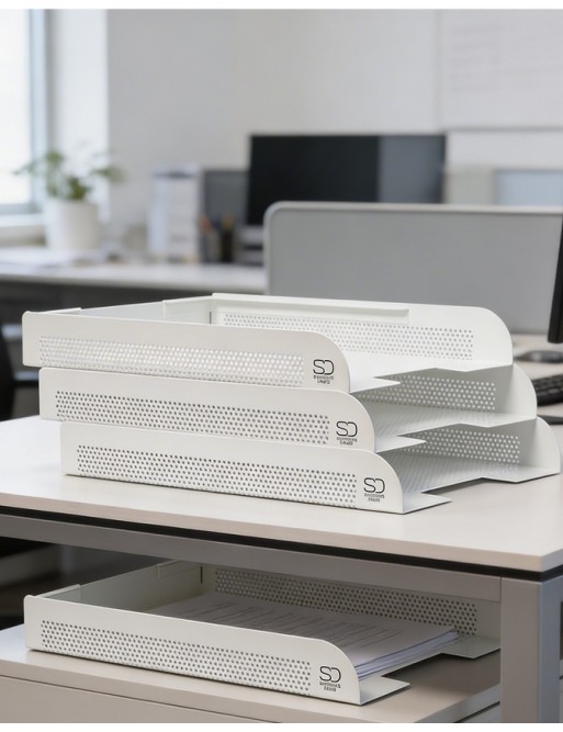 Stackable document tray. White color (3 units) Stackable document tray. White color (3 units)