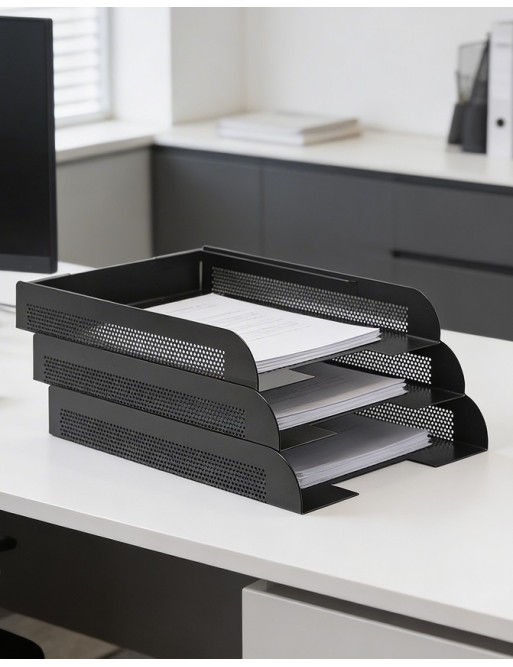 Stackable document tray. Color Black (3 units) Stackable document tray. Color Black (3 units)