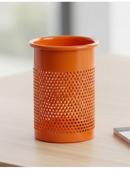 Pencil holder or metallic pencil orange (10.5 x 9.5 cm)
