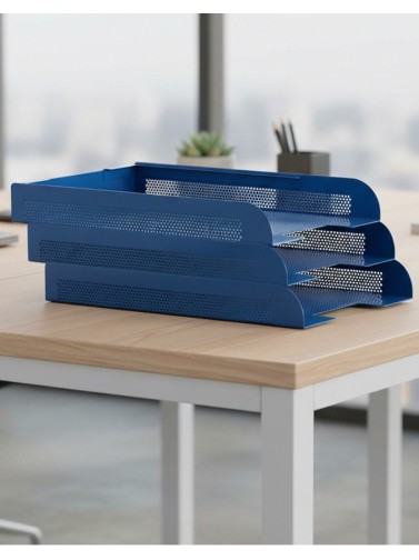Stackable document tray. Color blue (3 units)