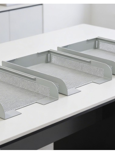 Stackable document tray. Silver color (one unit)