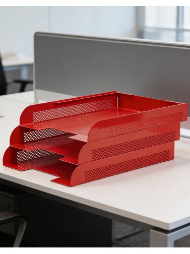 Stackable document tray. Red color (3 units)