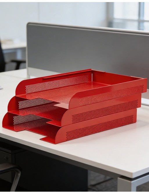 Corbeille à courrier. Couleur rouge (3 unités)