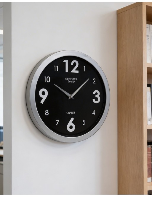 Reloj de pared para oficina color negro