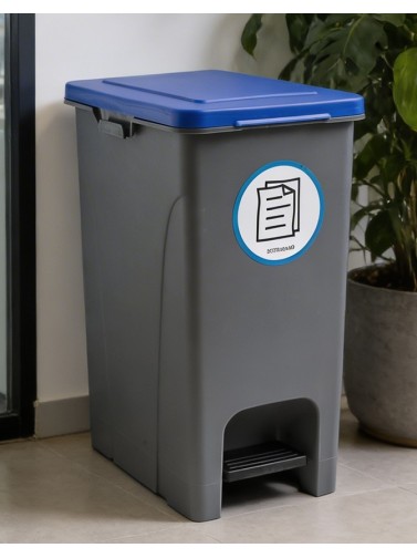 Poubelle à pédale 30 Litres (adhésif). Couvercle bleu