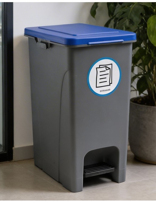 Abfalleimer mit Pedal 30 Liters (Klebstoff). Blauer Deckel
