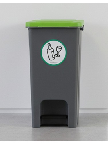 Abfalleimer mit Pedal 30 Liters (Klebstoff). Grüner Deckel