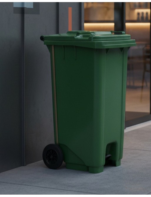 Contenedor industrial con pedal 120 Litros (Verde)