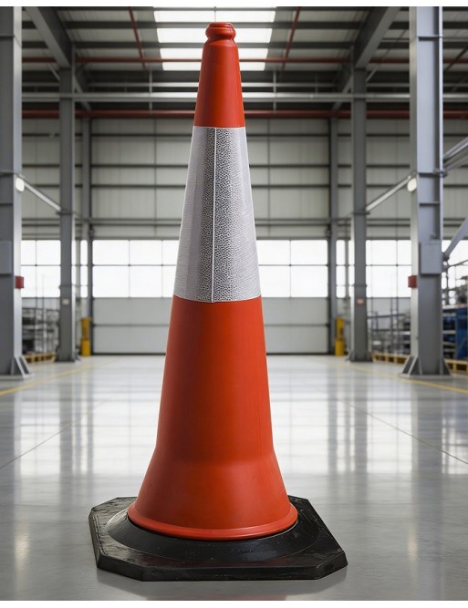 Cones réfléchissants avec base en caoutchouc (1 m.)