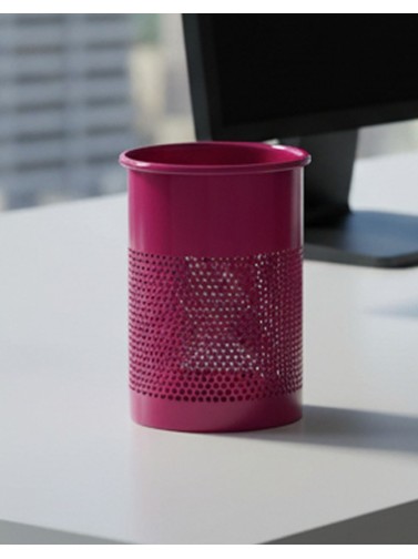 Pink metallic pencil holder or pen holder (13,5 x 9.5 cm)