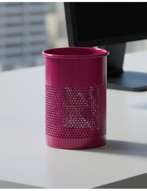 Pink metallic pencil holder or pen holder (13,5 x 9.5 cm)